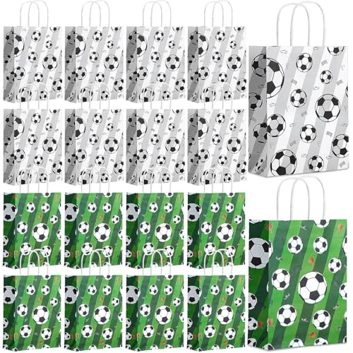 Sac cadeau football en papier vert avec anses pour décoration anniversaire et pochette surprise