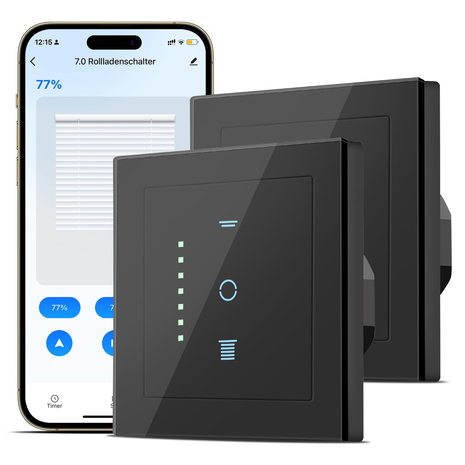 SMARTERCURRY Interrupteur de volet roulant WiFi, [7ème génération] Minuteur intelligent pour volets roulants/stores/auvents, interrupteur pour stores compatible avec Echo Alexa/Google Assistant, 2