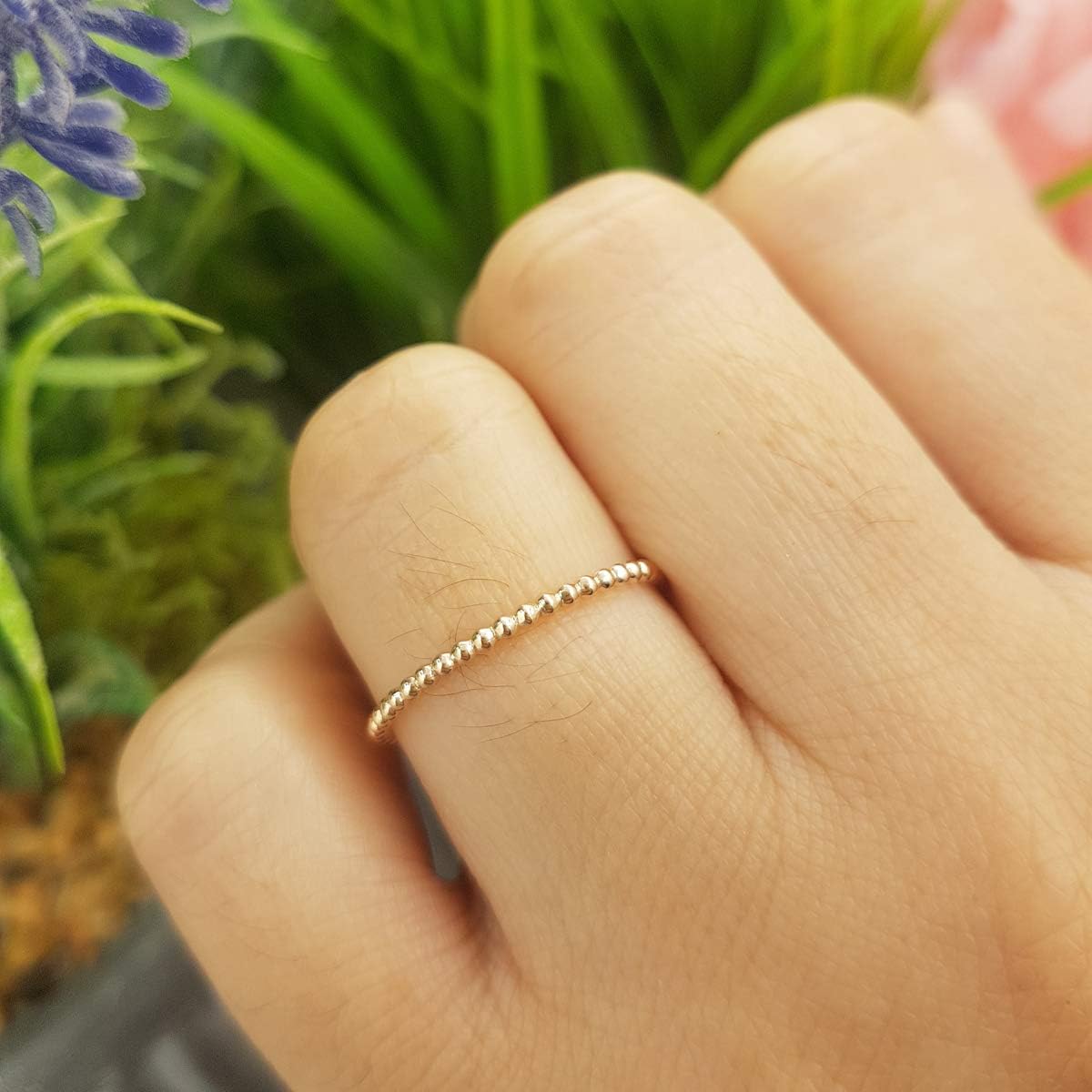 Dazzlingrock Collection 1.4mm Beaded Style Minimalist Ball Chain Design Wedding Band for Women in 10K Real Solid Gold