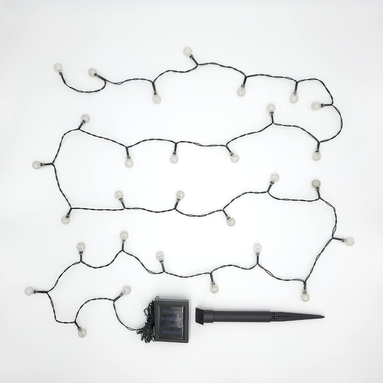 LumaBase Solar Powered String Lights with Faceted Balls - White