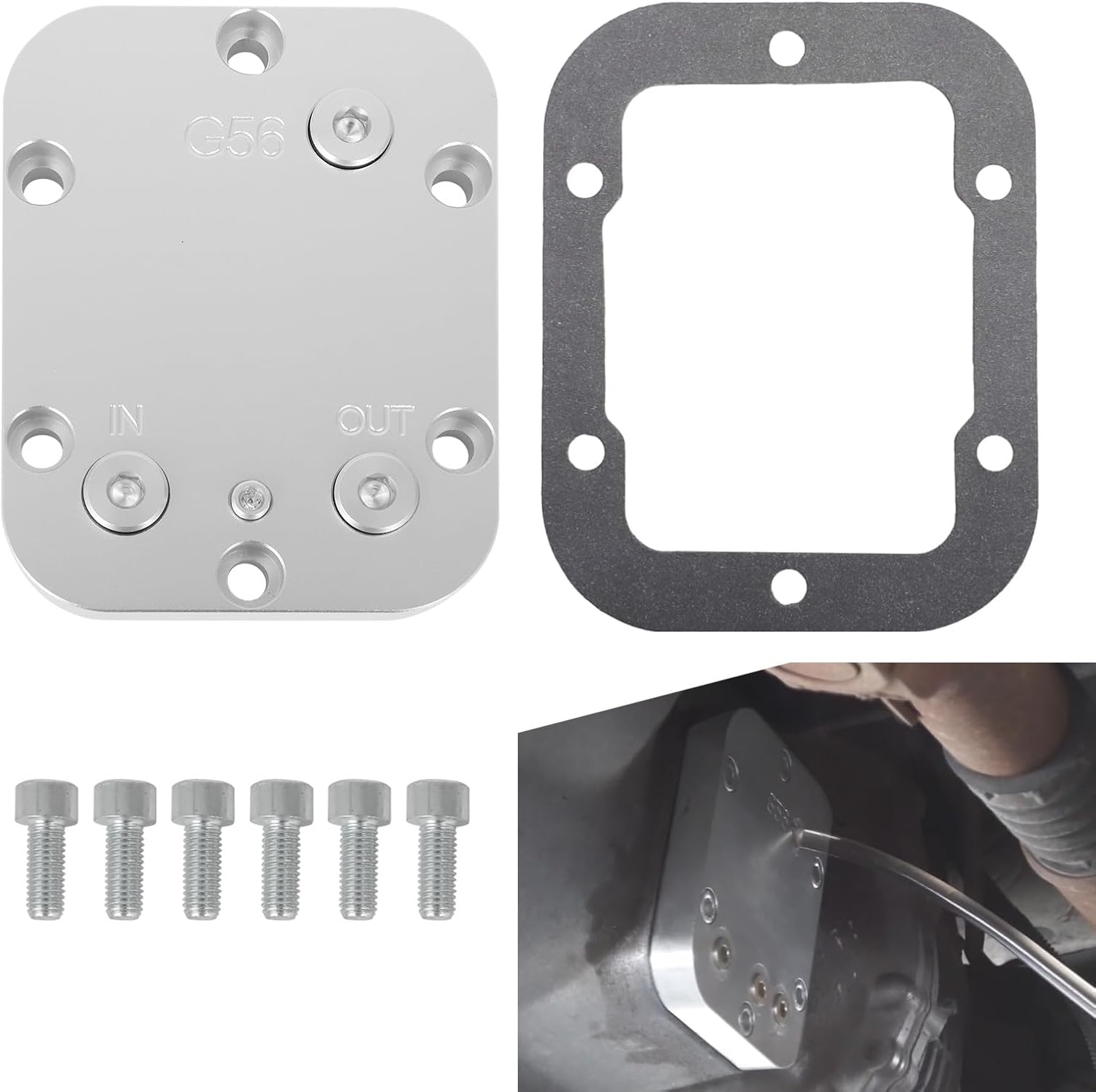 MOTOQUEEN 3 ports for Dodge Ram 1/8 NPT 1500 2500 3500 4000 4500 PTO Oil Cooler Cover G56 Transmission Corrects Fluid Level 55379 P.T.O. Gasket Set