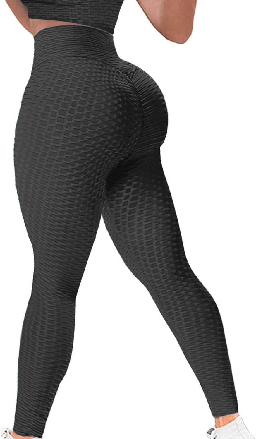 Hoepaid Tik Tok Women's High Waist Butt Lift Leggings (Black, L)