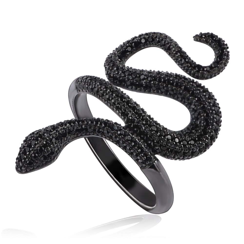 SALAN Anelli in Argento 925 Anelli di Coppia Anelli per Le Donne Punk Serpente Gioielli Animali Cz Zirconi Regalo Festa Pavimentato