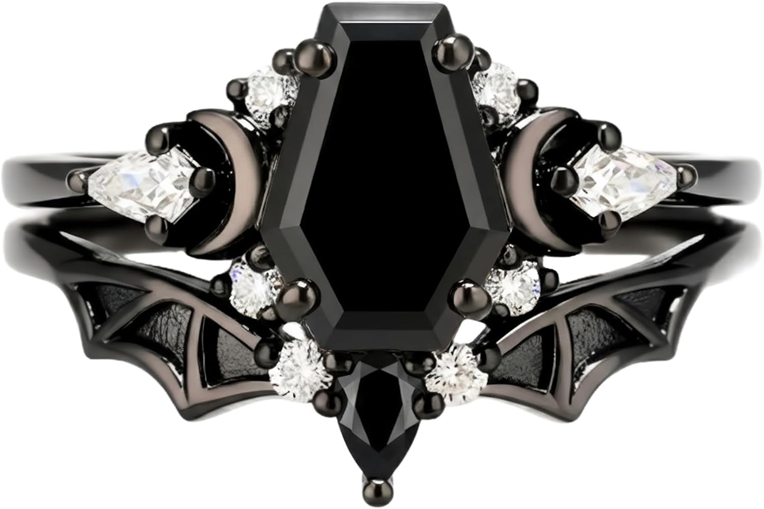 1ct-4ct Black Onyx Rings for Women 10K /14K /18K Solid Gold Black Onyx Engagement Ring Gemstone Gothic Wedding Promise Ring for Her Free Engraving