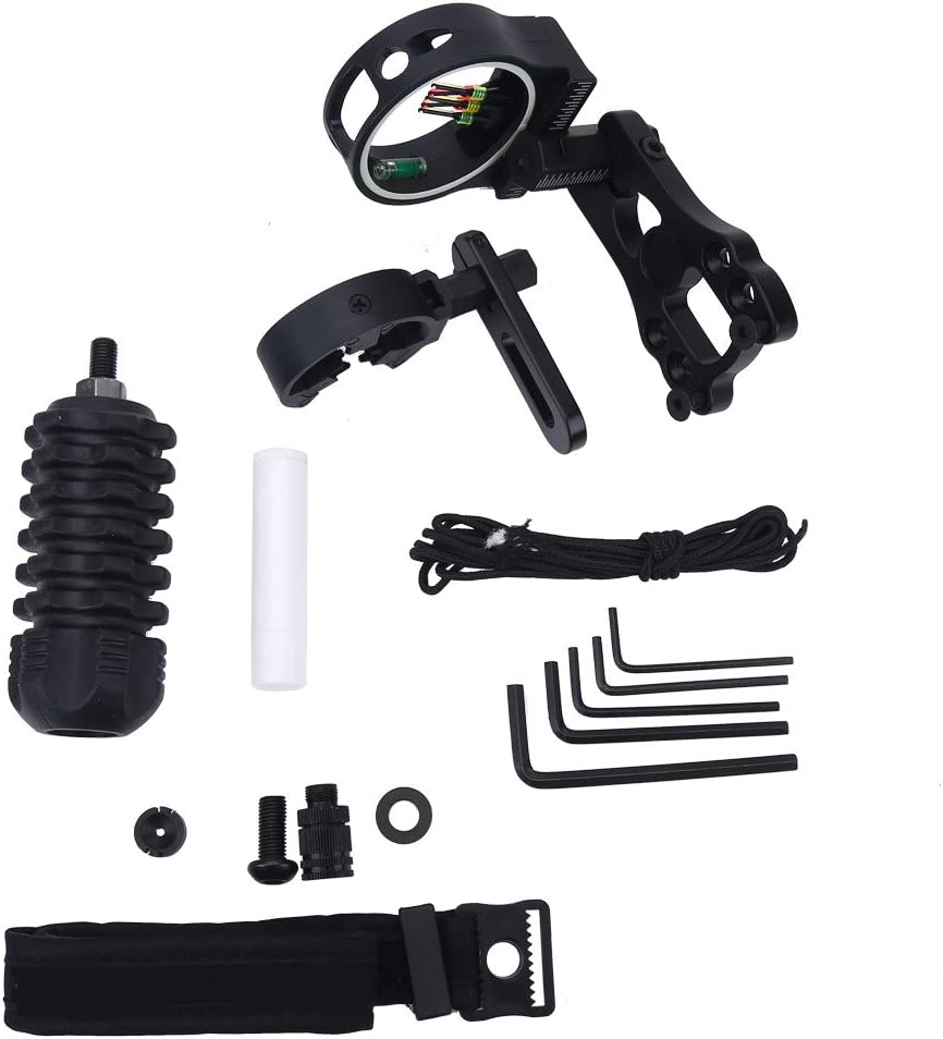 Archery Essential Accessory Combo Set ,10 in 1 Portable Archery Kit Upgrade Combo Black Compound Bow Archery Combo Set Bow Sight, Arrow Rest, Peep Sight, Rubber Silencer, Wrist Strap, Wrenches