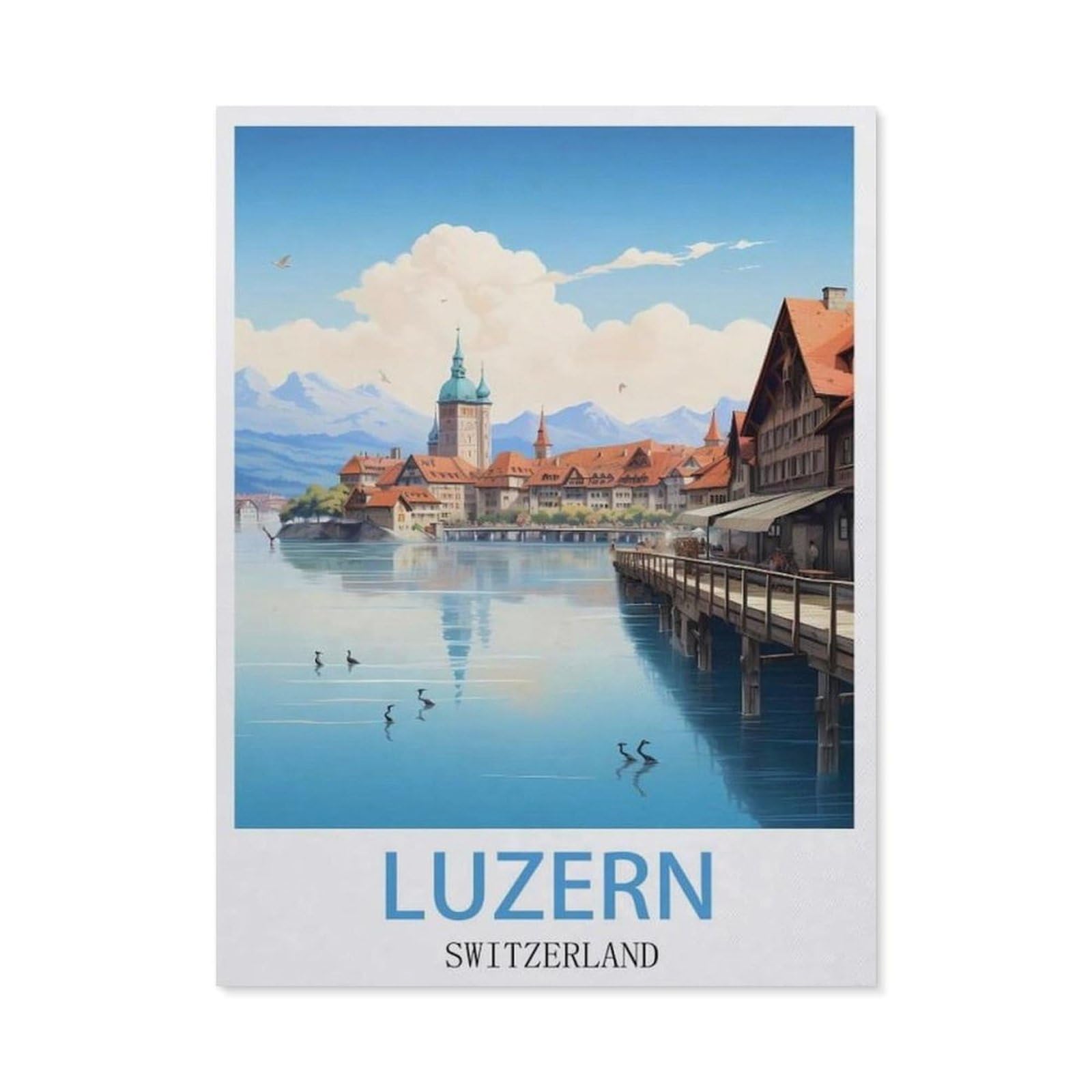 Vintage Wall Decor Metal Poster Plaque，Luzern Switzerland