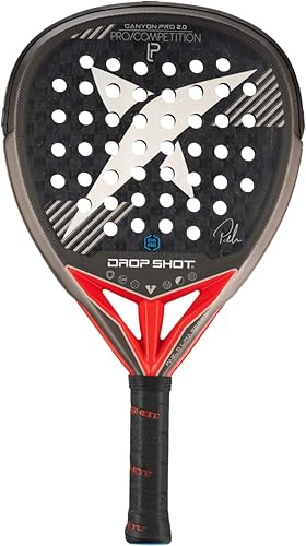 DROP SHOT Canyon Pro 2.0 by Lima - Pala de pádel con absorción de impactos, potencia y ataque, negro y rojo