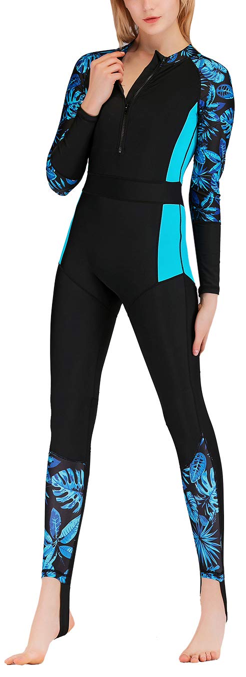 Akaeyswomens Full Body Swimsuit Rash Guard One Piece Long Sleeve