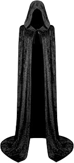 Hooded Cloak Velvet Cape with Hood Halloween Capes for Women Witch Costume Vampire Cloak Wizard Robe Cosplay