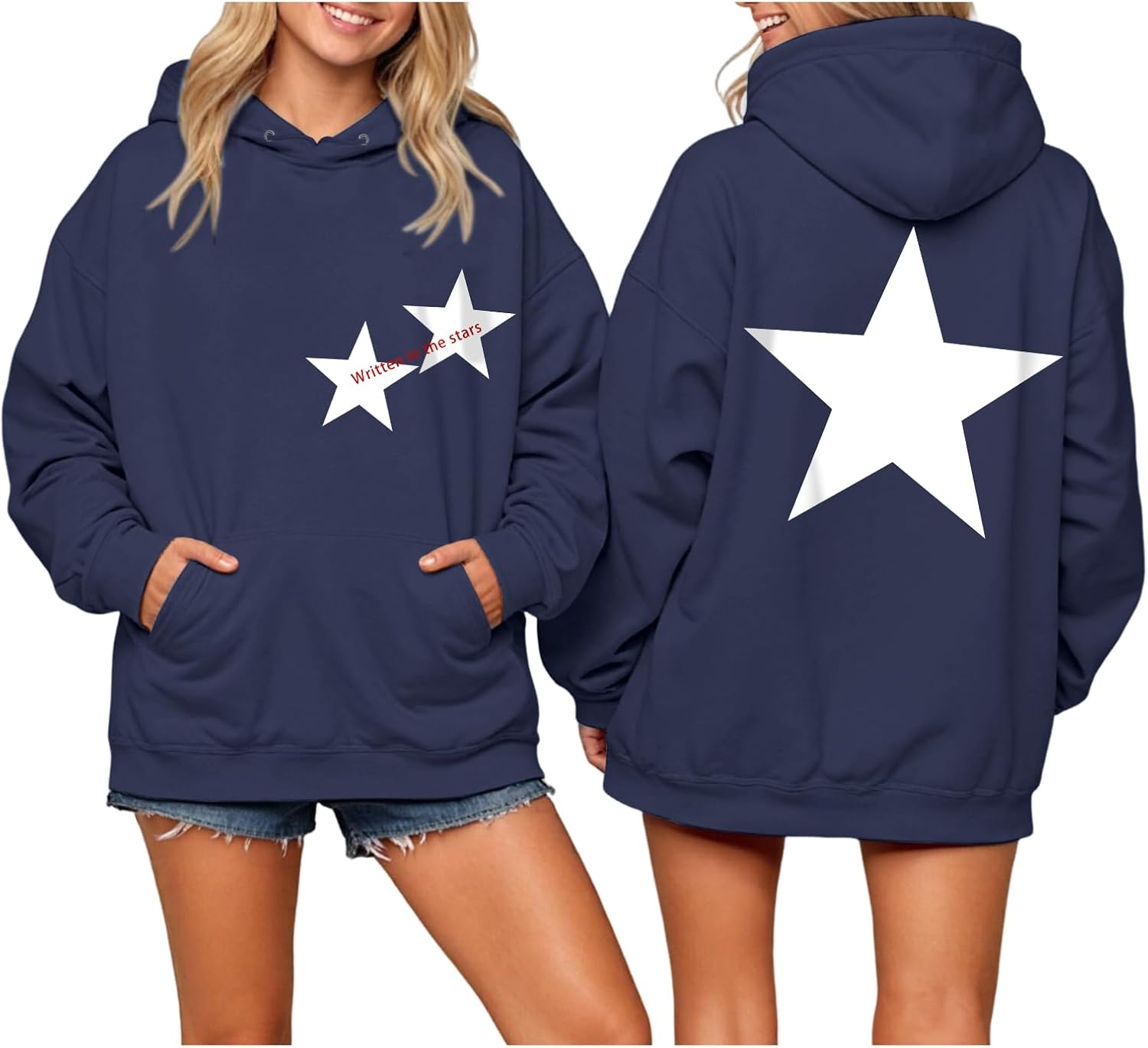 Tuislay Y2k Star Graphic Hoodie Oversized Streetwear Hoodies For Women Vintage Aesthetic Hooded Sweatshirts Pullover Unisex - Image 2