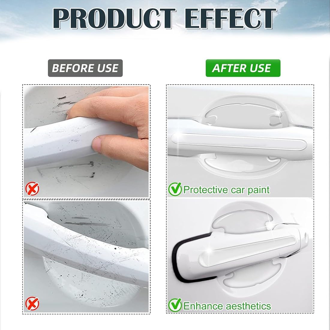 8 Pcs Set Pellicola Protettiva per Maniglia Portiera Auto, Pellicola Protettiva AntiGraffio, per Maniglie di Incassate, Trasparente Adesivi Auto Esterni, Universale per Veicoli