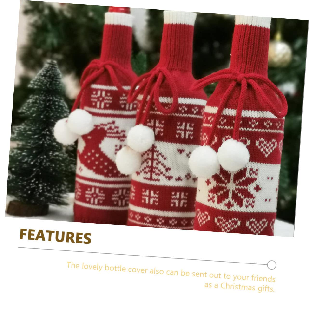 Toyvian 9pièces Housse De Bouteille De Motifs De Sapin Renne Et De Décorations pour Bouteilles Réutilisable Et Chic pour Amateurs De