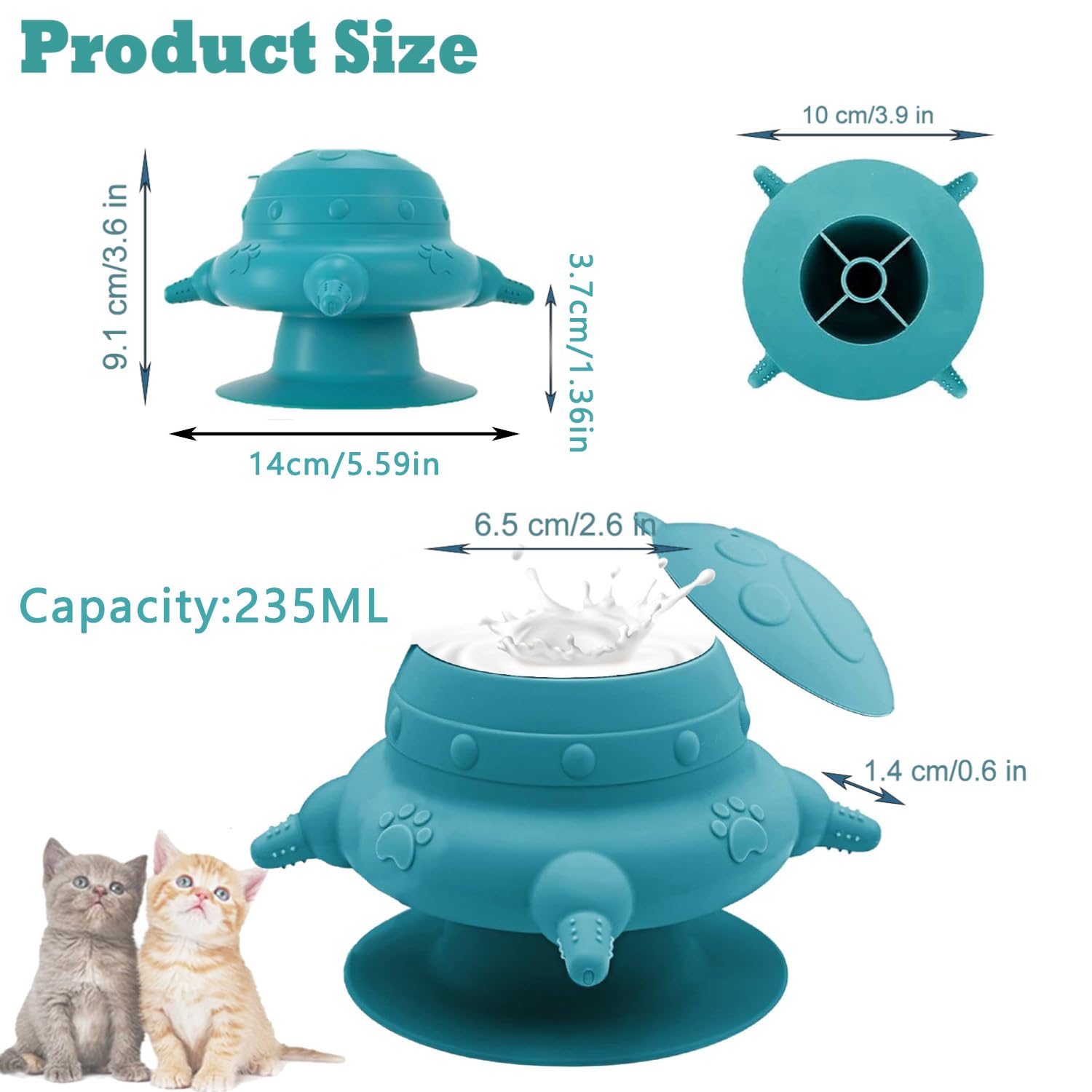 Mangiatoia per Cuccioli In Silicone, Alimentatore Di Latte per Cuccioli, Stazione Di Allattamento per Cucciolis, Alimentatore per Cucciolis per Più, Ventosa Base, per Gattini, Cane, Conigli