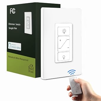 Hummptom Dimmer Switch with Remote Control, Wireless Remote Light Switch, Single Pole Dimmer Light Switch Support 2.4G&5G Compatible with Alexa