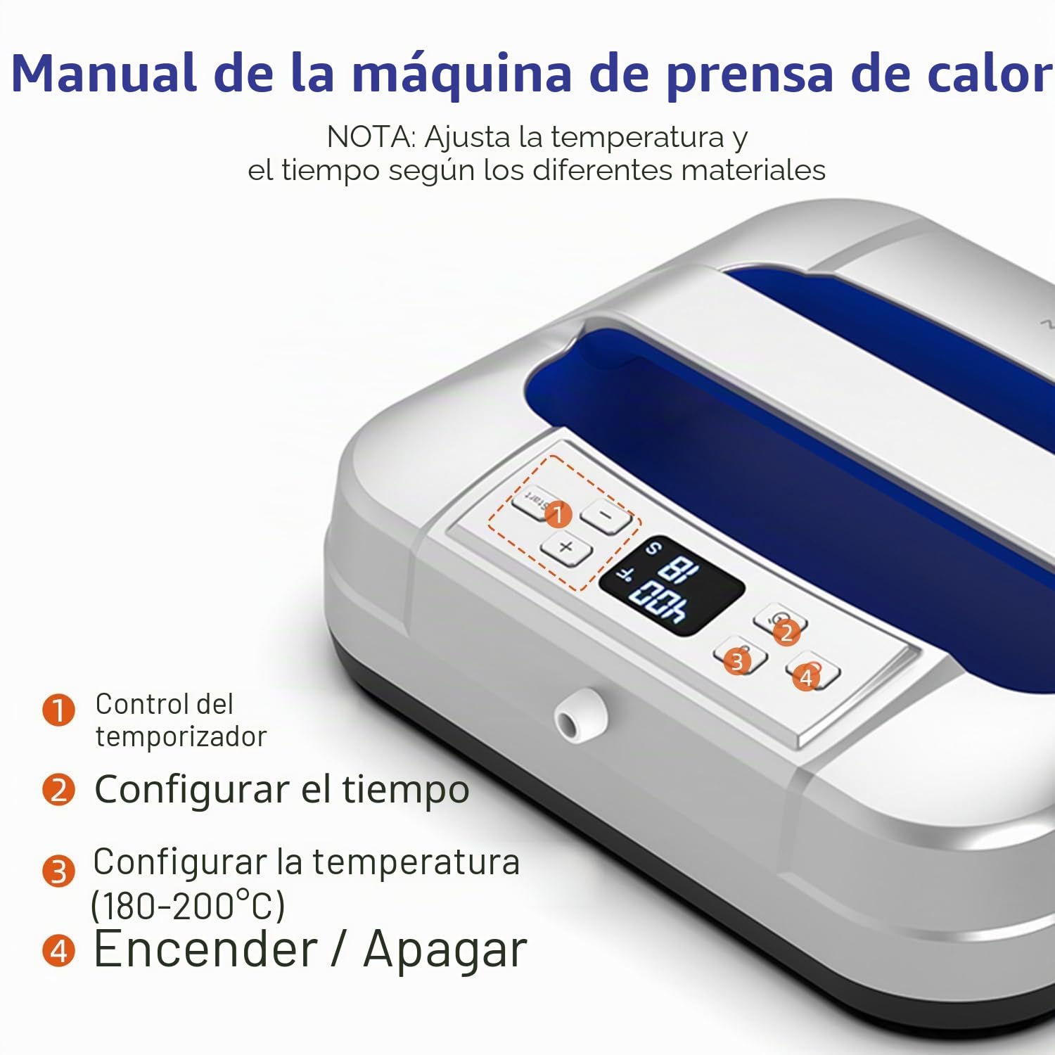 IMREN Prensa de Calor, 12"x10" Portátil Impresora para Camisetas Sudaderas con Capucha, Prensa Termica Maquina con Almohadilla de Prensa de Calor para Sublimación, Vinilo, DIY Proyecto (Azul)