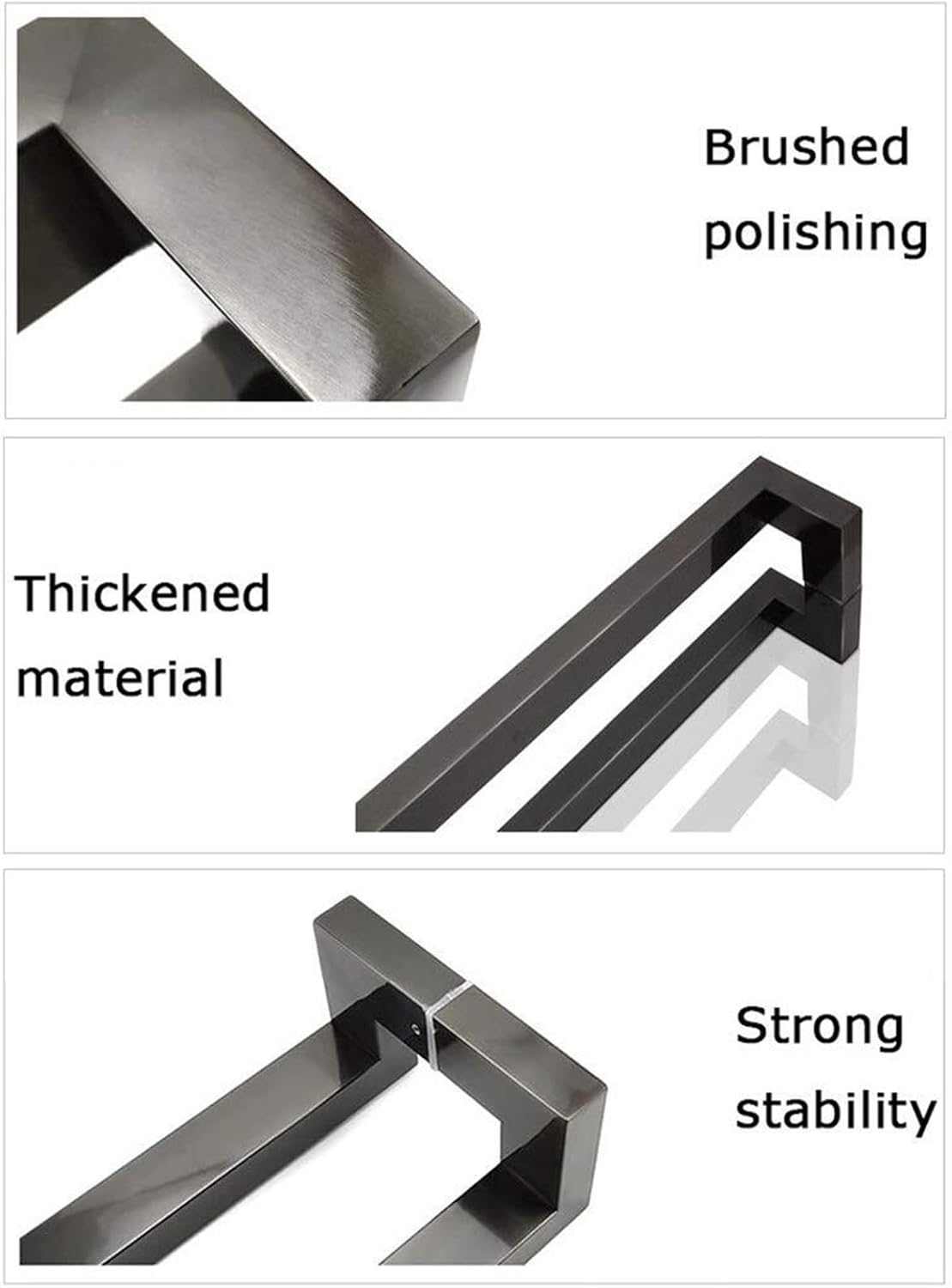 Glass Door Pull Handle Black Stainless Steel Square Tube Handle Simple Modern Wooden Door Barn Door Sliding Length 80cm/120cm (Size : 1200x1175mm)