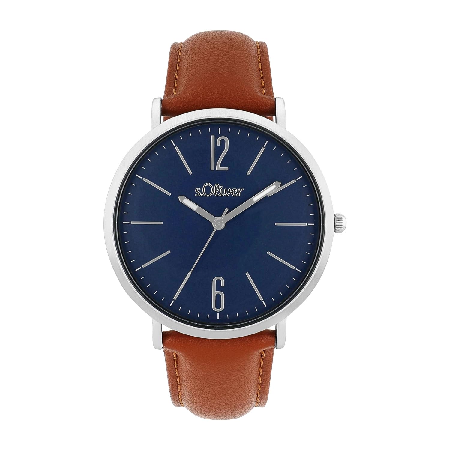 S.Oliver Orologio Cronografo Uomo In Pelle 2038386 - Cassa Acciaio 42mm, Quadrante Blu, Movimento Quarzo