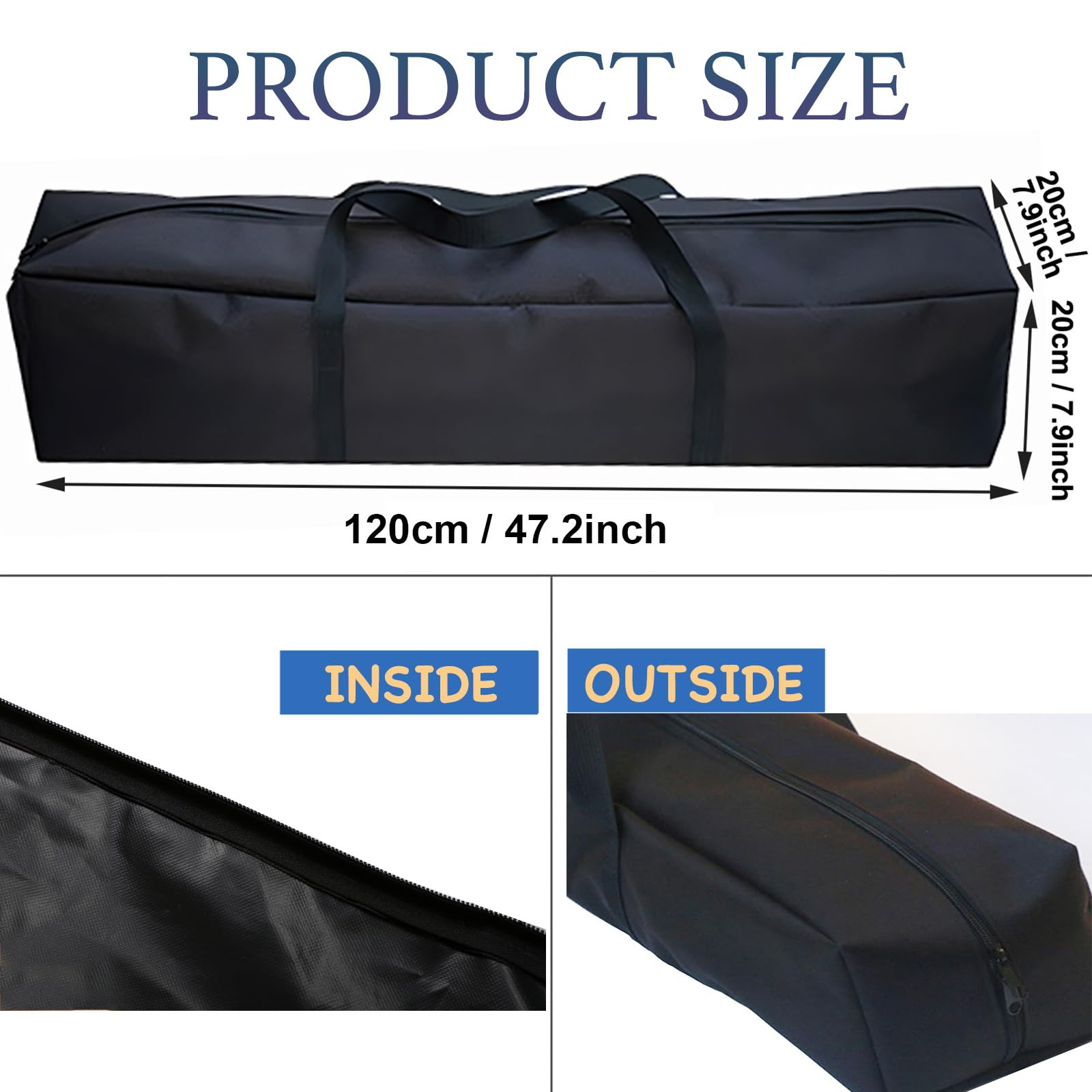 Tragbare Zeltstangentasche 100/120/150cm, wasserdichte Zeltstangen Tasche Gestängetasche Transporttasche Tragetasche, Camping Aufbewahrungstasche für Wohnwagen, Markisenrahmen