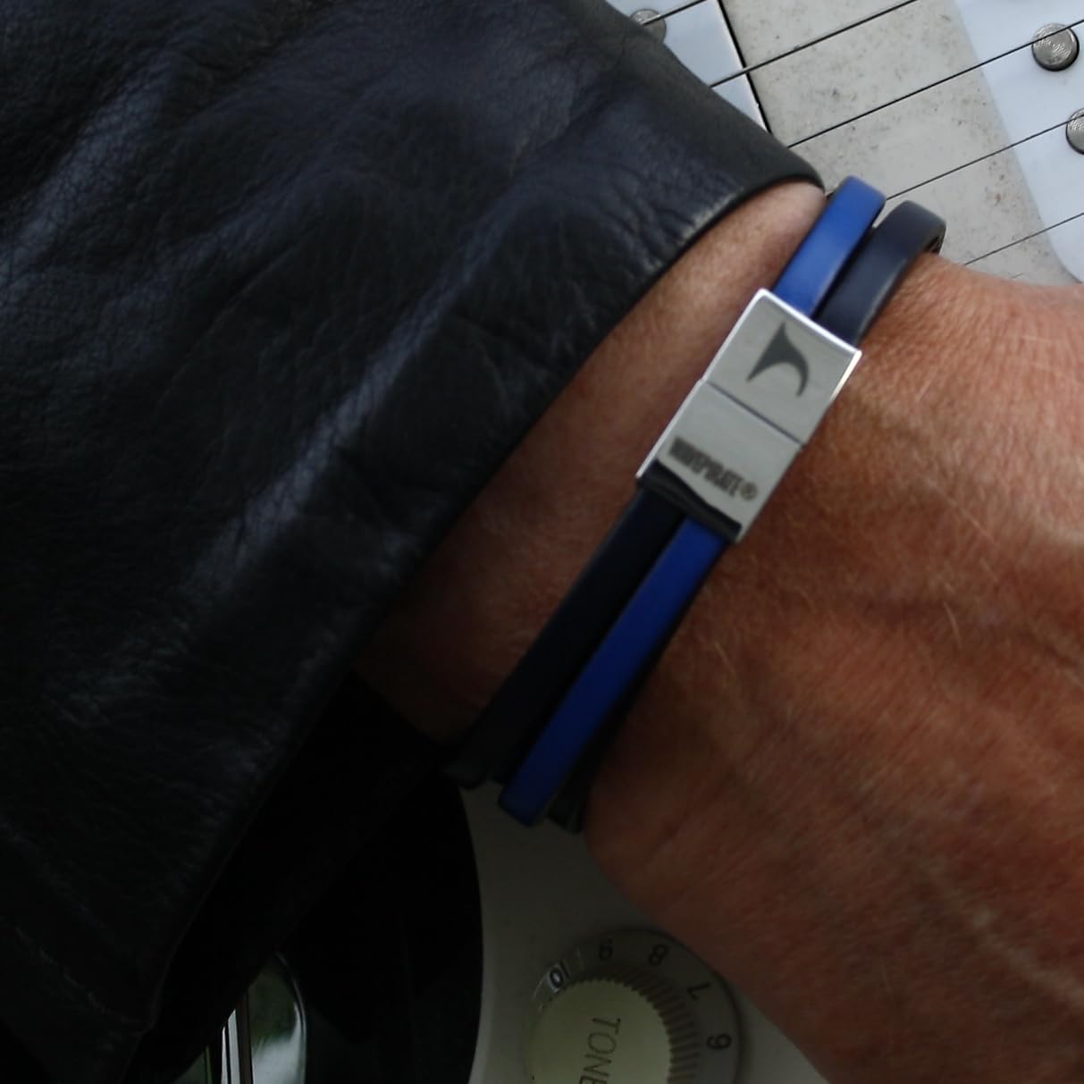 Echt Leder-Armband TWIST Schwarz Blau Herren Männer