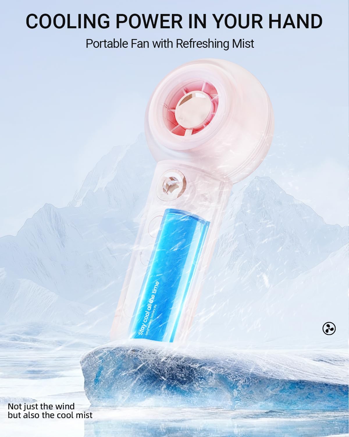 Tendiren Portable Handheld Misting Fan, Rechargeable Personal Mini Fan with Mist, 4 Speed Turbo Powerful Cooling Fans with Water Spray Tank for Travel, Home, Office, Outdoor, Camping, Beach (Pink)