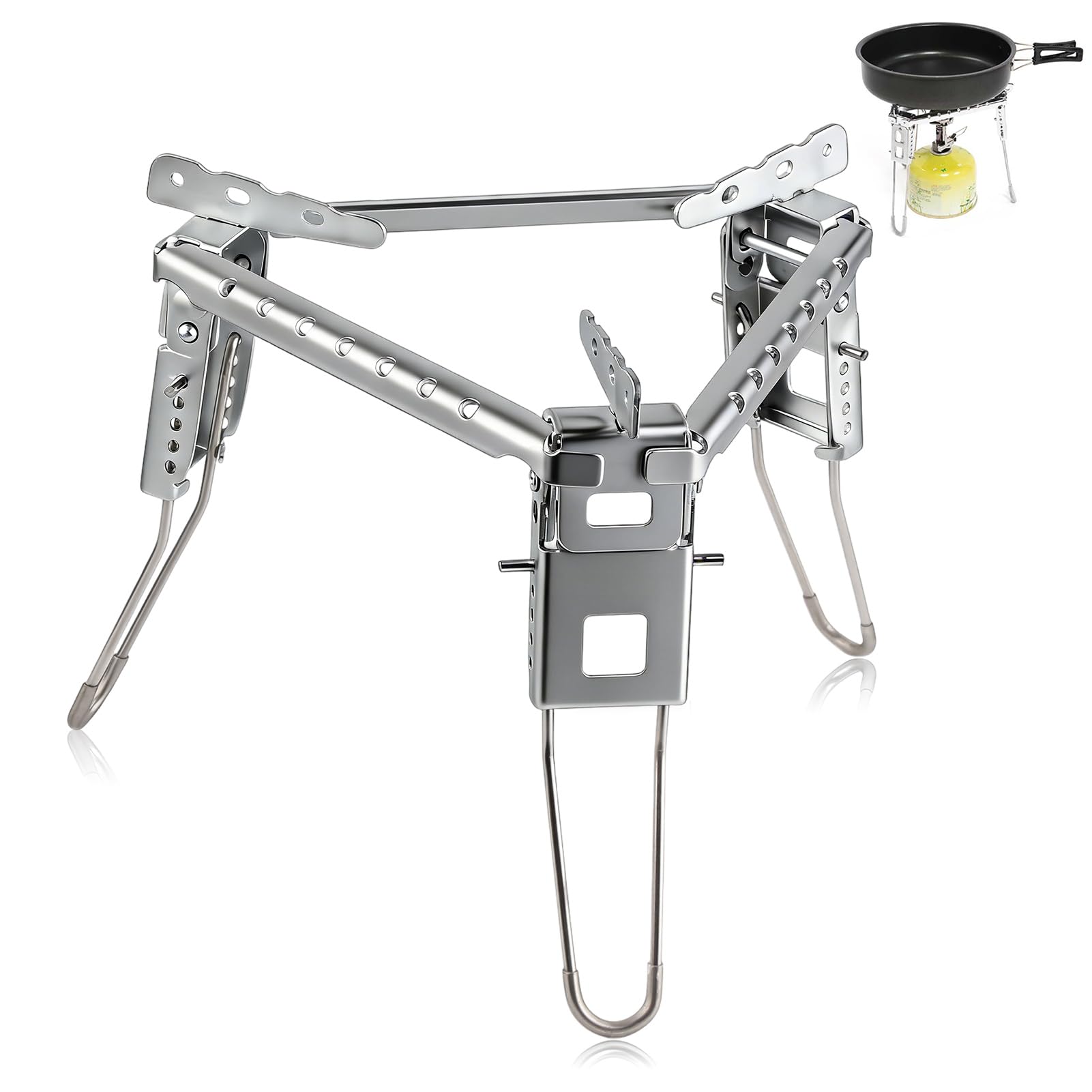 Soporte Para Ollas Para Acampar, 15,5cm-19,2cm Acero Inoxidable Estufa De Gas Plegable Soporte Botes Parrilla De Combustible Trípode Con Bolsa De Almacenamiento Barbacoa Para Acampar Al Aire Libr