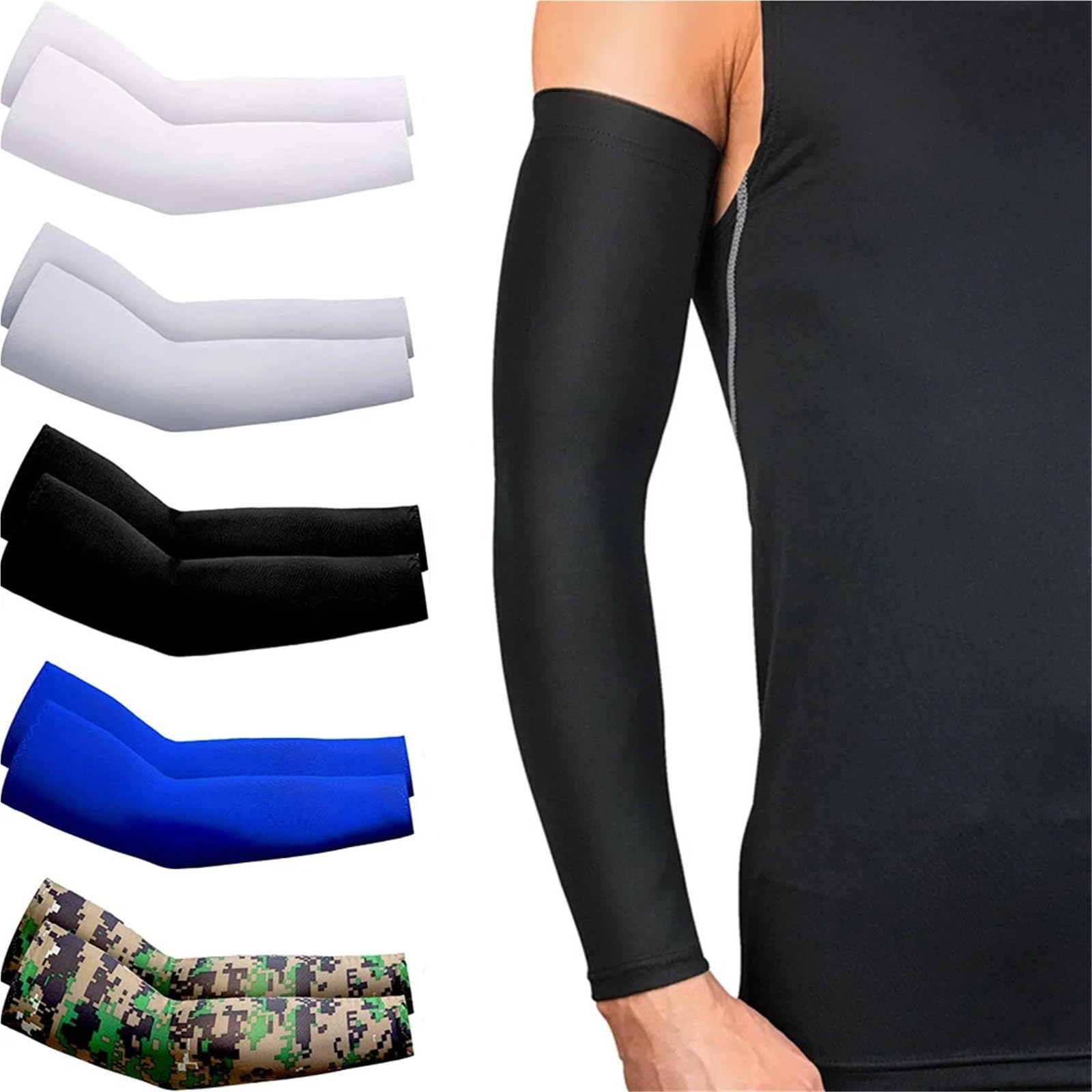 Genérico Manguitos Refrescantes Mangas de brazo refrigeración Unisex for deportes, correr, protección solar UV, exteriores, pesca, manguitos ciclismo for tatuajes ocultos, 2 uds