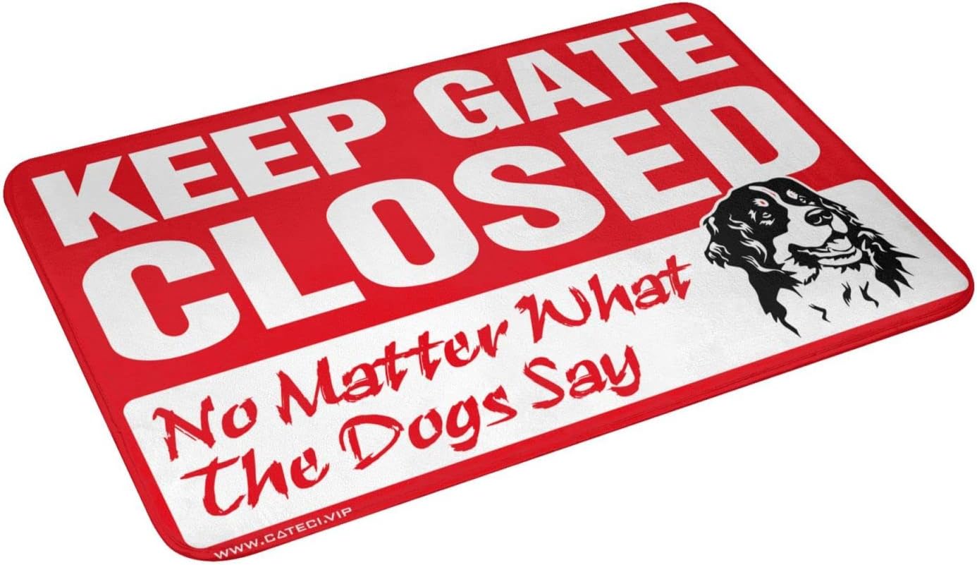 Funny Shoes Keep Gate Closed Noter What The Dog Say Rug Front Door Rugs Indoor Farmhouse Kitchen Mats(50X80CM)
