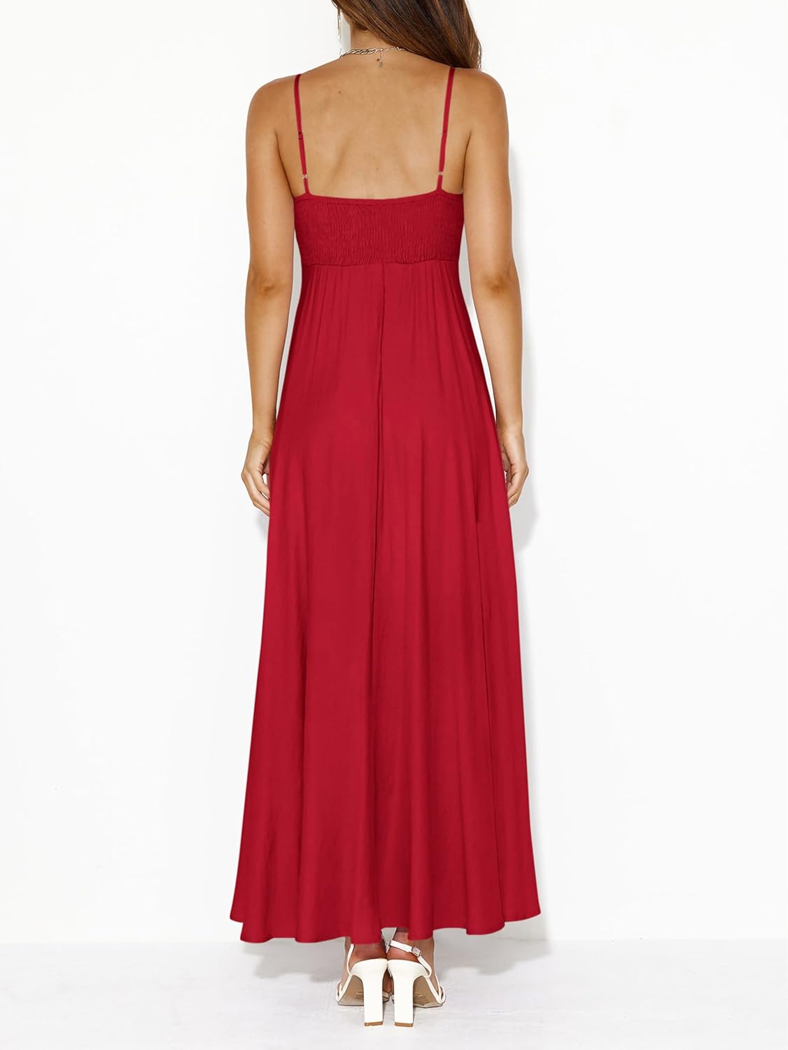 PRETTYGARDEN Womens Spaghetti Strap Maxi Dresses 2026 Summer Casual Sleeveless Smocked Boho A Line Long Flowy Beach Sundress - Image 5