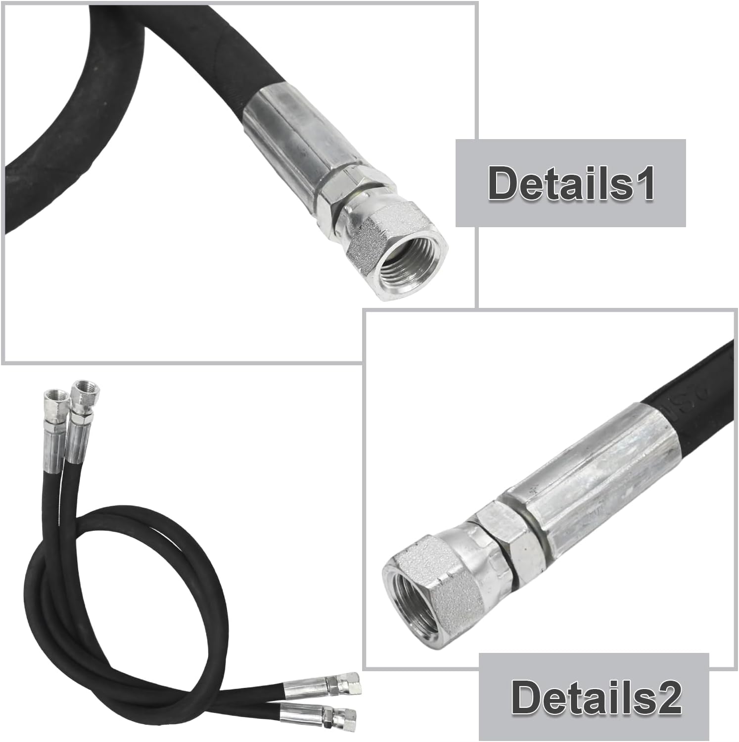 1/4 x 42 and 1/4 x 16 Heavy Duty Snow Plow Hose Set, Replacement for Fisher 56591 56592, Replacement for Western 56616 56617