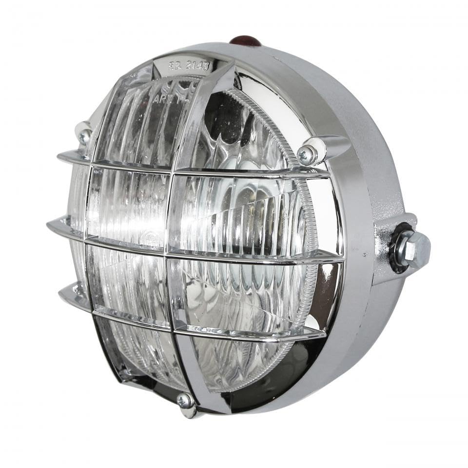 RSM Optique phare avant tout chromé avec grille + témoin compatible avec mobylette MBK 51 125mm