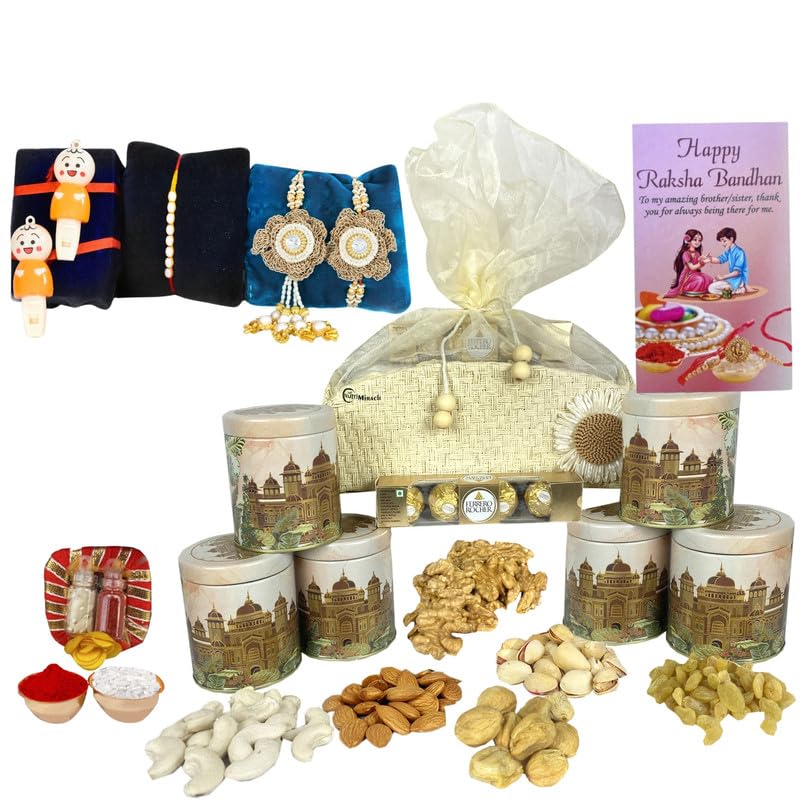 Image of NUTRI MIRACLE Rakhi Celebration Tin - Gifting Dry Fruits for Brother
