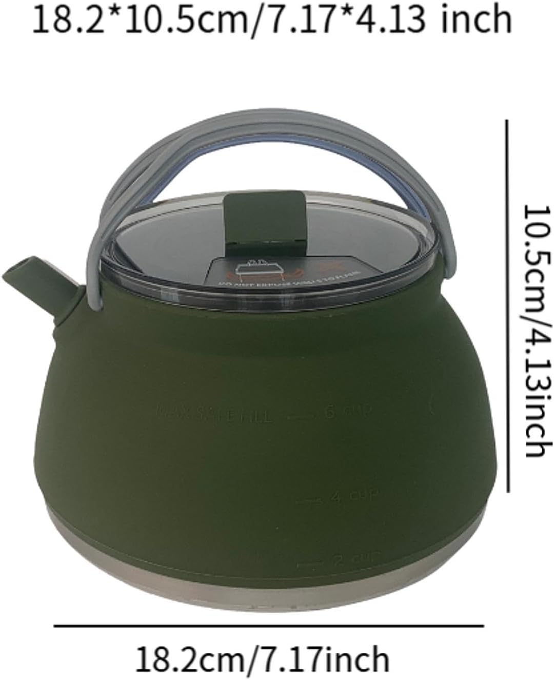 YIJU 1.5L Travel Kettle for Camping And Outdoor Cooking, Foldable Pot for Coffee And Tea, Dark Green