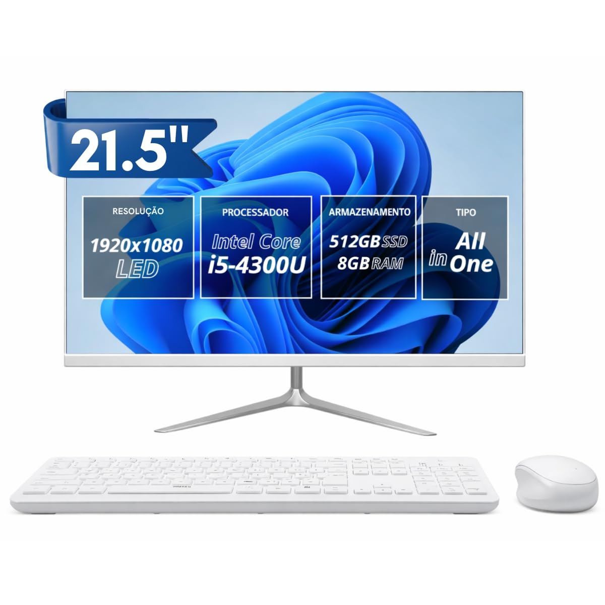 Computador All In One 21,5” LED Full HD Intel i5 8GB SSD 512GB com