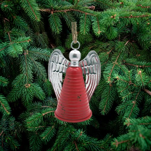 Rustic Red Angel Christmas Bell, Hanging Holiday Decoration, Unique Christmas Decor, 10 Inches #TOP4