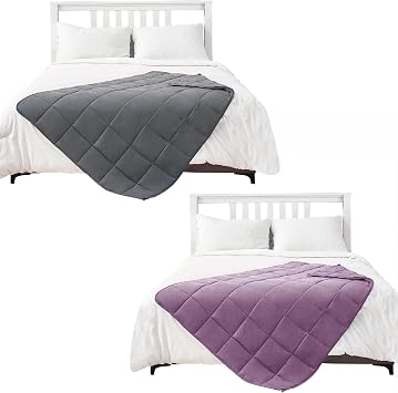 yescool Grey Weighted Blanket 7lbs+ Purple Checkered Blanket 5lbs