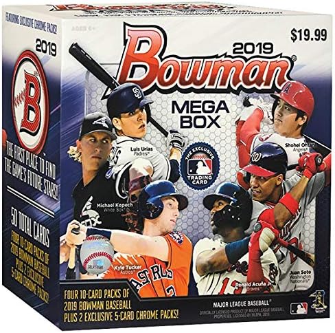 2019 Bowman MLB Baseball MEGA box (pp $19.99, 4 pks/bx +2 exclusive 5-card Chrome packs)