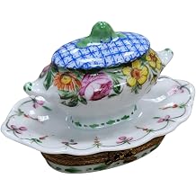 Limoges Blue Flowered Soup Toureen Figurine
