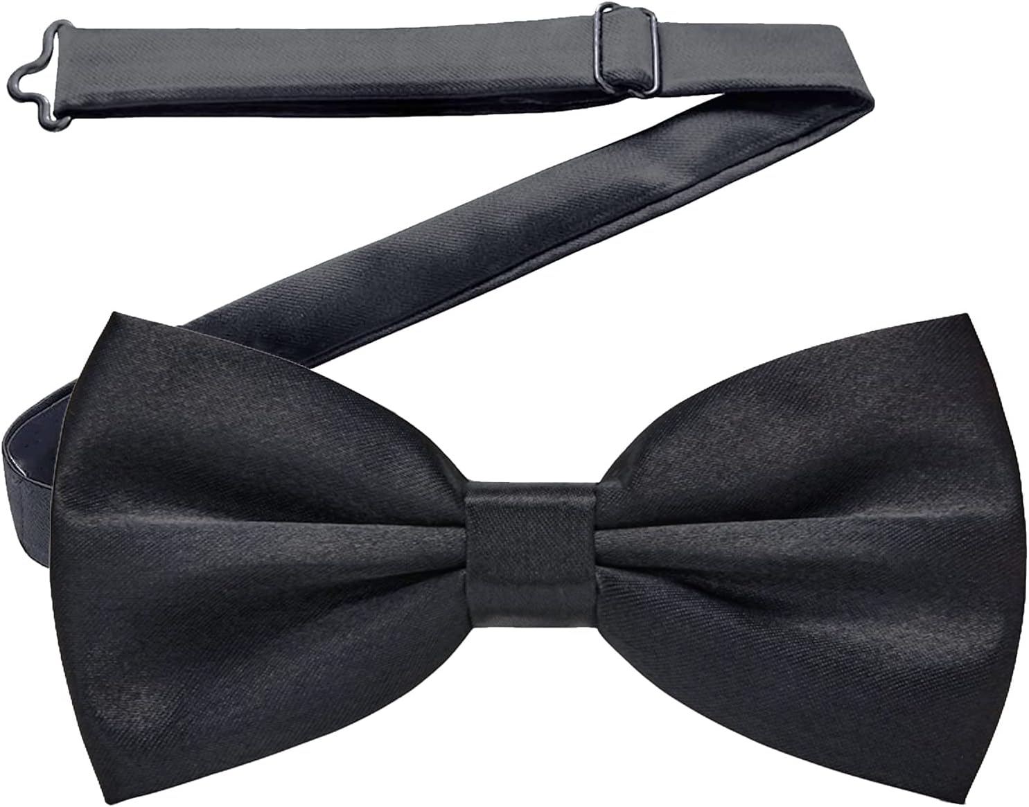 Adjustable Black Bow Tie for Men - Classic Pre-Tied Satin Bowtie for Tux, Formal Party, Wedding