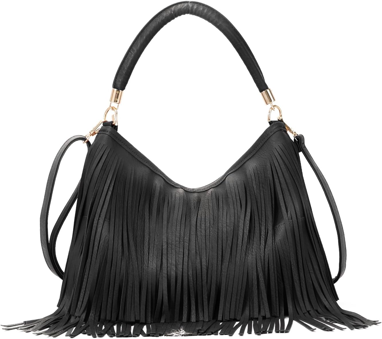 Emprier Fringe Shoulder Bag for Women Soft PU Leather Hobo Satchel Handbag Vintage Tassel Tote Bag