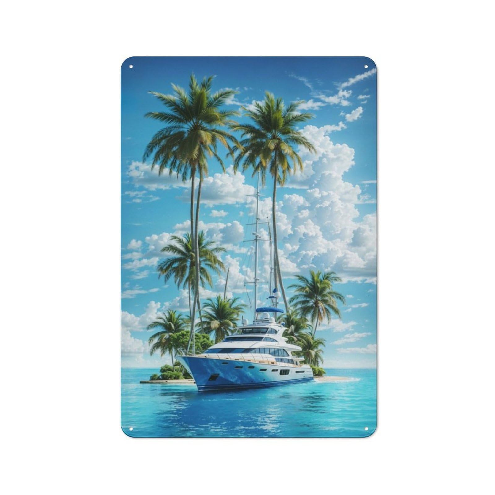 Junmoney Yachting Dreams Bistro Style Tin Wall Sign 30X20cm, Shop Wall Decor For Takeaway, Bar, Kitchen Or Counter Area