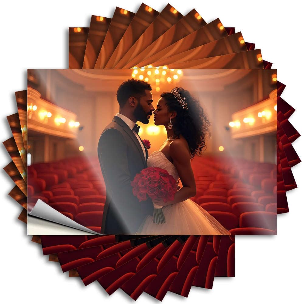 Decal Bedroom Door Decorations Men Spring Bumper A Couple in Formal Attire Shares an Intimate Moment On Stage - Scratch Resistant Stickers(12X18CM)