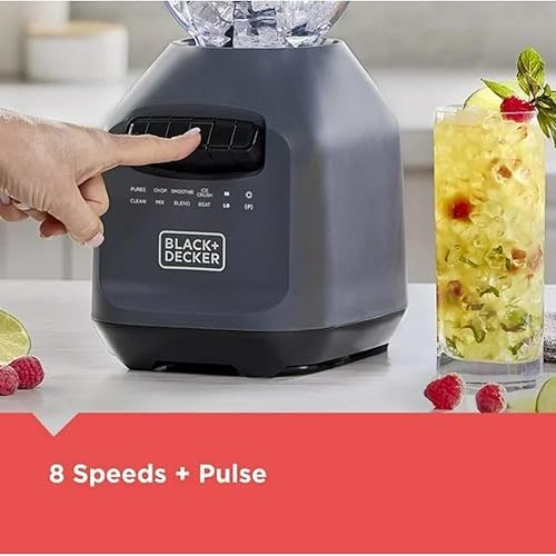 Miniatura 5 de Licuadora Ice Crush con tarro de plástico Perfect Pour de 56 onzas (7 tazas), potente hoja de acero inoxidable de 6 puntas, 8 velocidades más pulso,