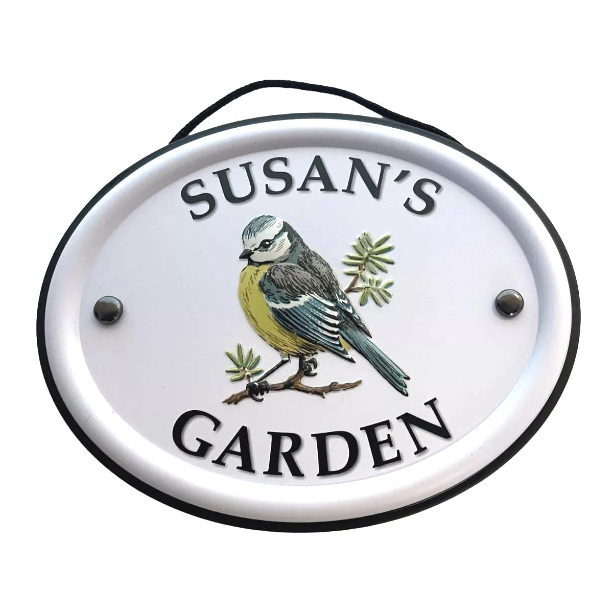 Mulberry Studios Multi-Coloured Personalised Garden Sign Hanging Outdoor Tin Plaque Embossed Metal Wall Signs "Susan's Garden"