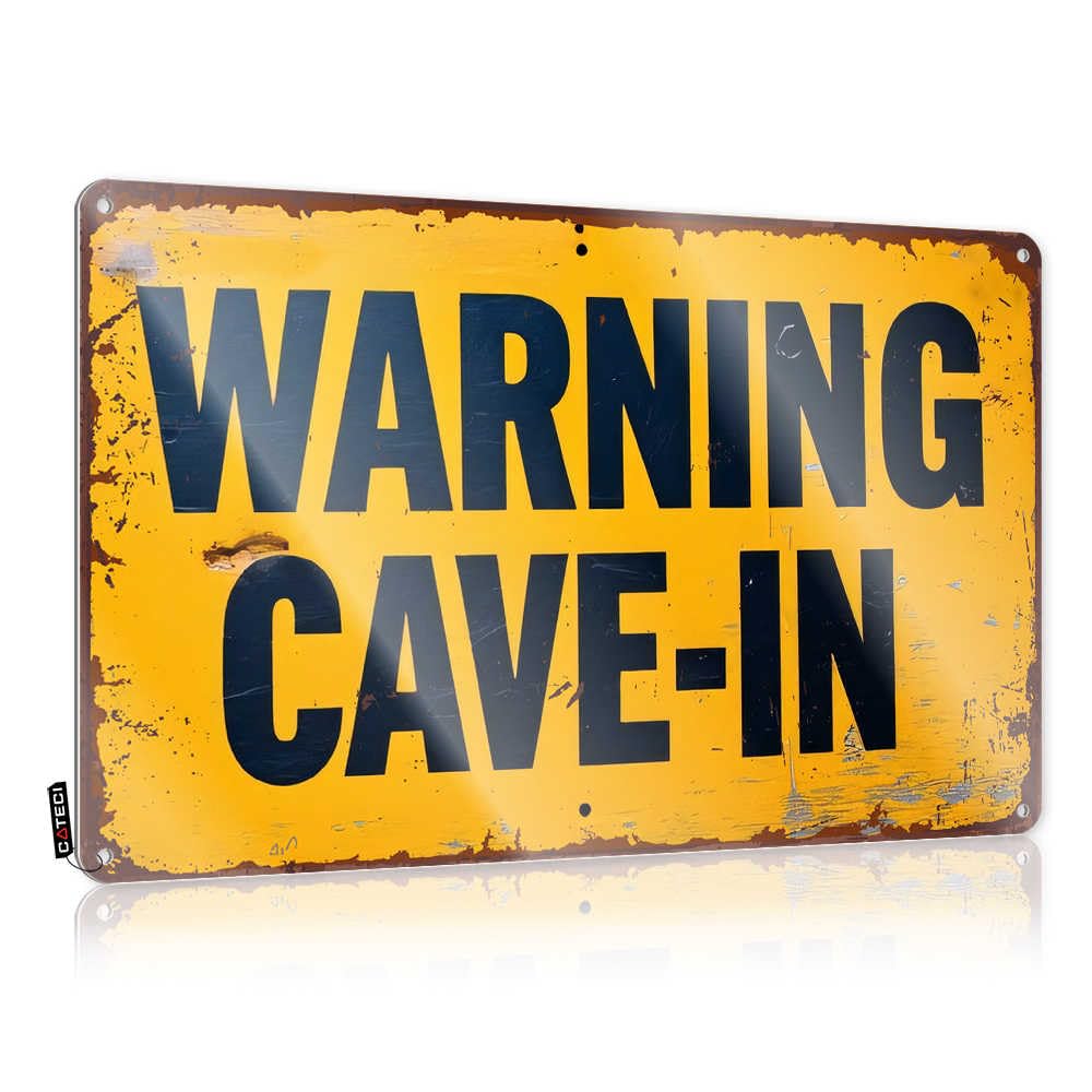Fzfn Boys Colour Decoration Bar Stuff Ready To Hang - Caution: Cave-In Ahead Haves For Dining(30X40cm)