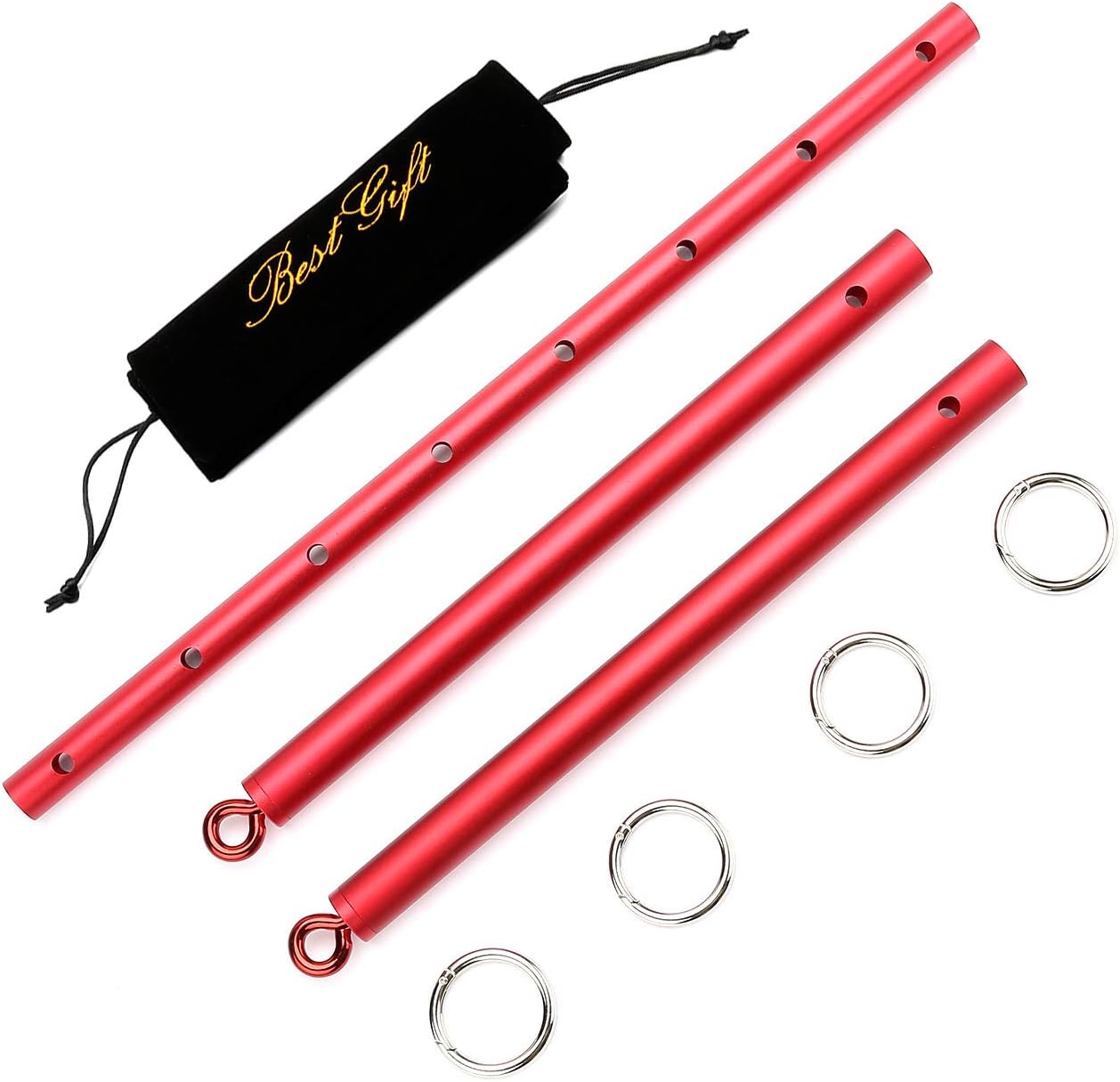 Expandable Spreader Bar Indoor Sport for Home Gyms Gift Set (Frosted Red)