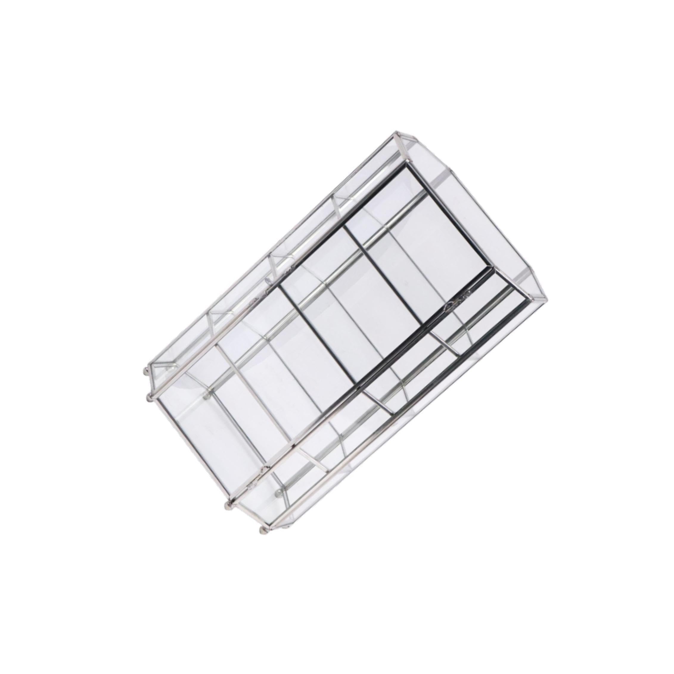 Wszechstronna 4-warstwowa szklana gablota na biżuterię, przezroczysta kosmetyczka na biurko do przechowywania pamiątek, eleganckie szklane pudełko do dekoracji biura i domu
