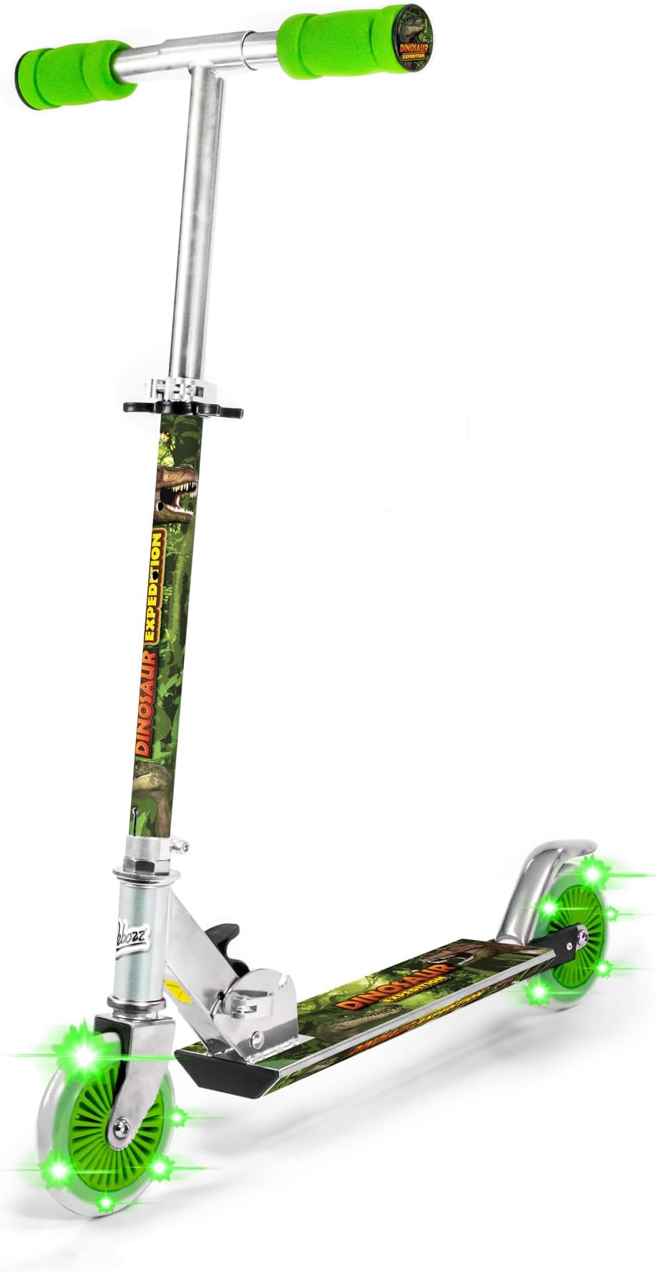 Dinosaur Scooter with 2 Light Up Wheels. Adjustable Handlebar Height 28.5" - 32.5"