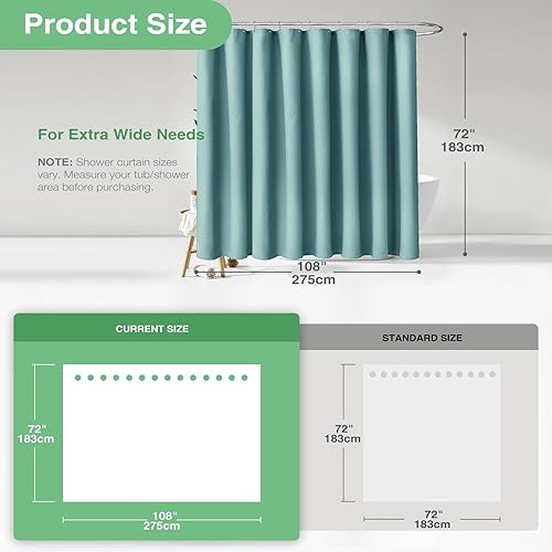 Vista 155 de Dynamene Cortina de ducha larga de tela negra – Cortinas de ducha de tela alta y resistente con textura de gofre, juego de cortina de baño de lujo