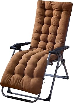 Lounge Chair Cushions, 67in x 22in Soft Thicken Chair Pad Rocking Seat Cushion with Tie, Zero Gravity Chair Cushion for Outdoor Indoor, Coffee