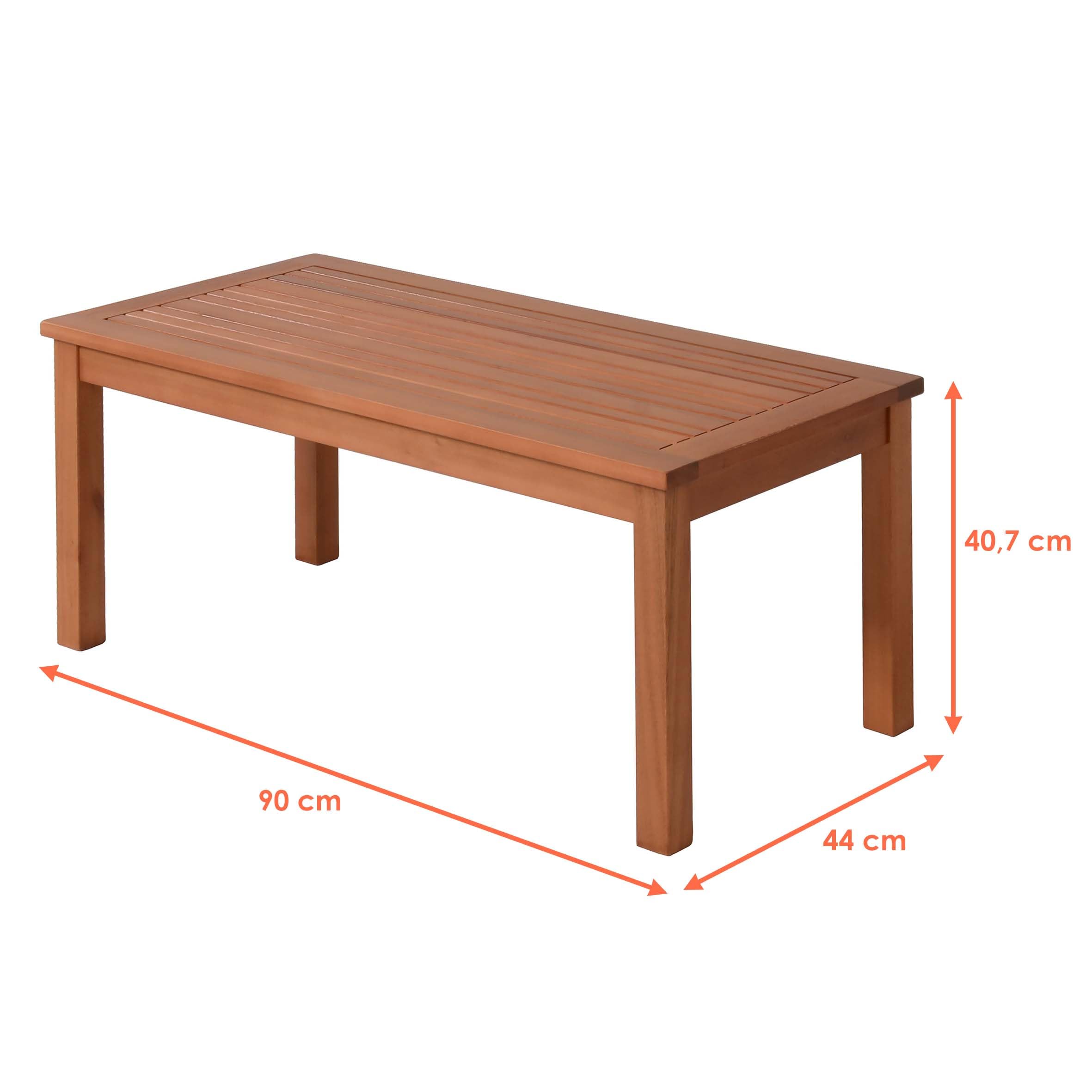 Spetebo Stolik pomocniczy z drewna eukaliptusowego – 90 x 44 cm – stół ogrodowy w 100% z litego drewna FSC, olejowany – stolik balkonowy, drewniany stół wypoczynkowy, prostokątny, masywny